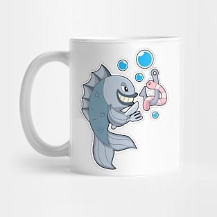 Fish with Fish hook & Worm Mug